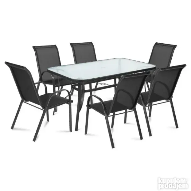 Baštenski set sto sa kaljenim staklom i 6 stolica AKCIJA!