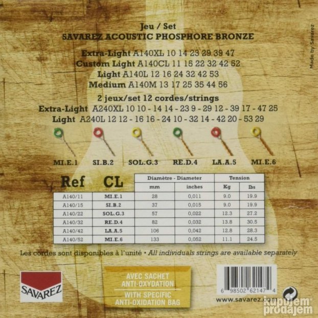 Savarez A140CL Phosphor Bronze Cst.-Light .011-.052 Za AK