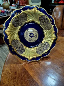 Velika porcelan cinija presvucena kobaltom i 24k zlatom,32cm