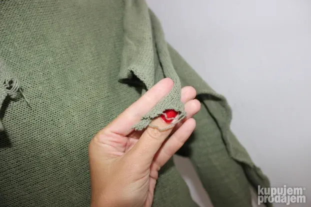 dzemper zenski pamucni pocepan aura knits sa kapuljacom M/38
