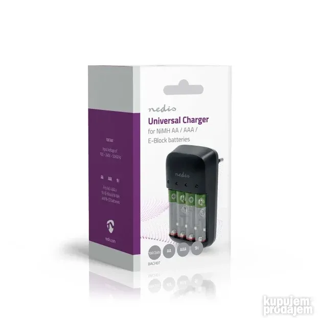 Punjač za AA/AAA 1.5V i 9V blok baterije Nedis BACH07