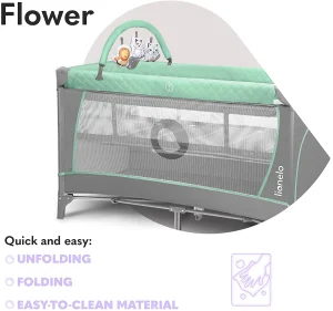 Lionelo Flower 2u1 krevetac sa dodacima, tirkizna