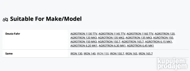 Kraj spone za traktor Deutz / Same