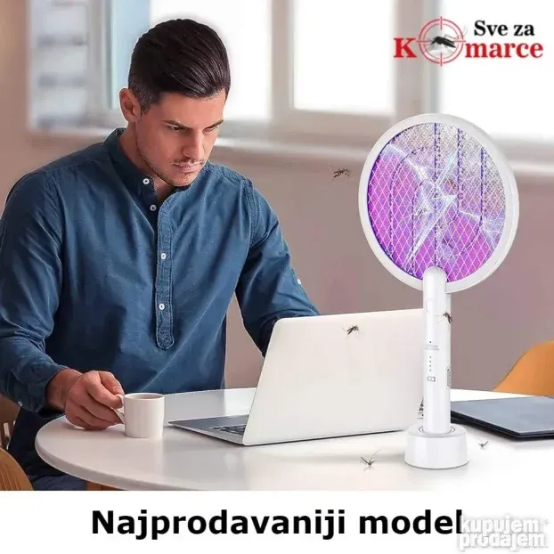 3u1 Električni reket za muve i komarce sa postoljem