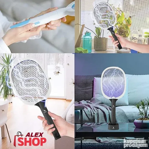 3u1 Električni reket za muve i komarce sa postoljem