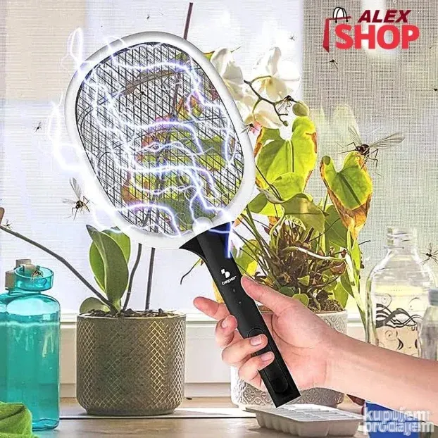 3u1 Električni reket za muve i komarce sa postoljem