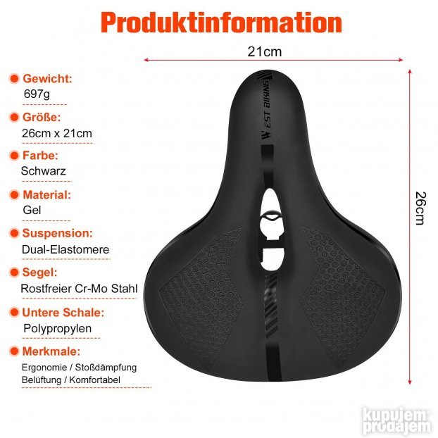 Sedište za biciklu sa navlakom+REFLEKTUJUĆE svetlo dve boje