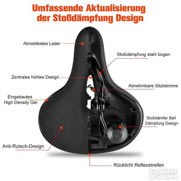 Sedište za biciklu sa navlakom+REFLEKTUJUĆE svetlo dve boje