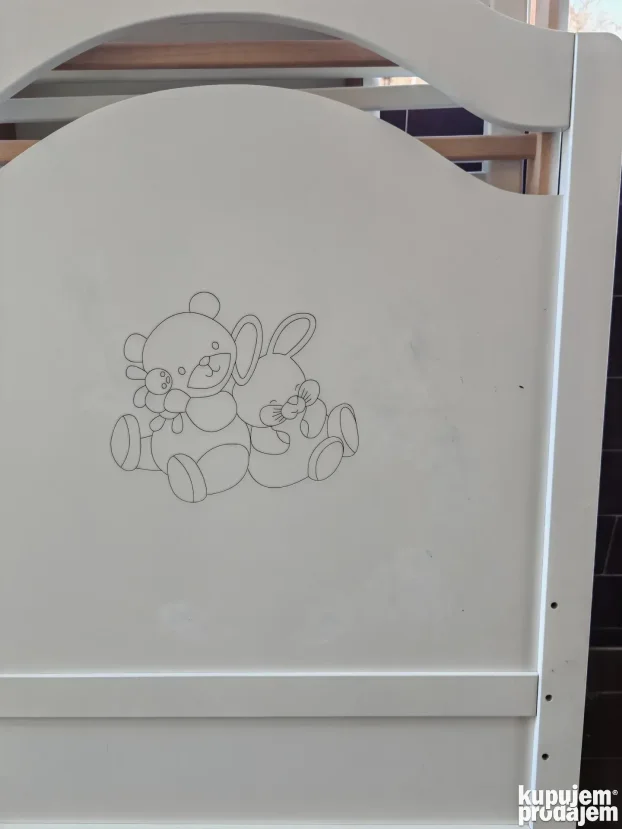 Krevetac Bambino za bebe, dusek, ogradica i zastita