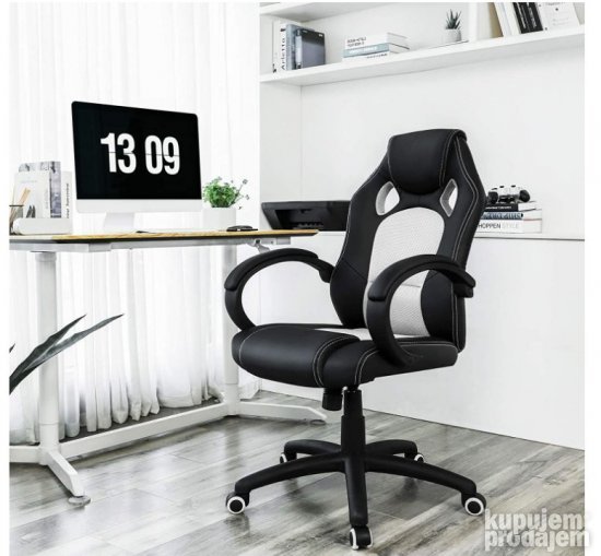 Kancelarijska Stolica do 150kg (Crno-Bela) OBG56BW-Songmics
