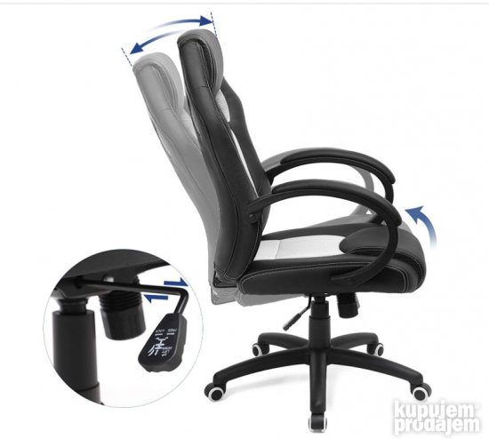 Kancelarijska Stolica do 150kg (Crno-Bela) OBG56BW-Songmics