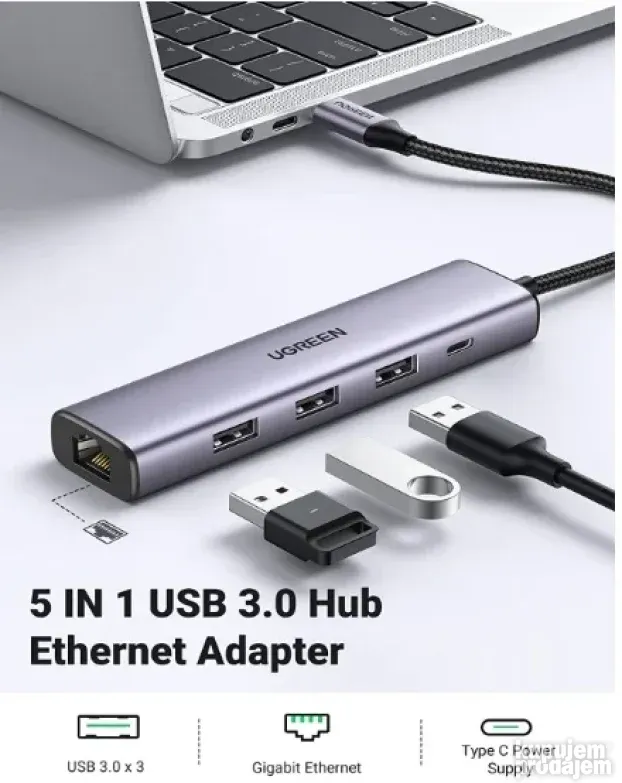 UGREEN Usb Hub 3xUsb+RJ45 (1000m) CM475