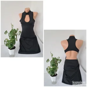 SHEIN SEXY crna haljina sa golim ledjima vel M