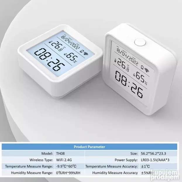 WiFi Pametni Senzor Temperature LCD display sa Osvetljenjem
