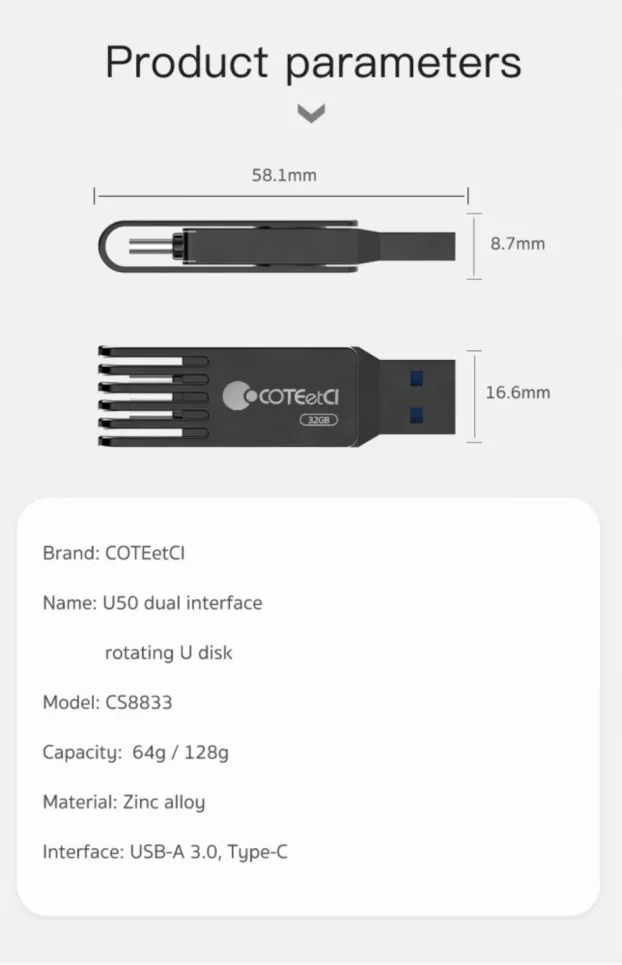 USB flash memorija Coteci CS8833 32GB USB 3.0/Type C