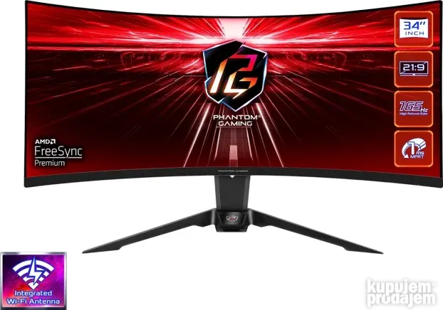 ASRock PG34WQ15R2B 34" GAMING 1440p 165Hz 1ms VA novo