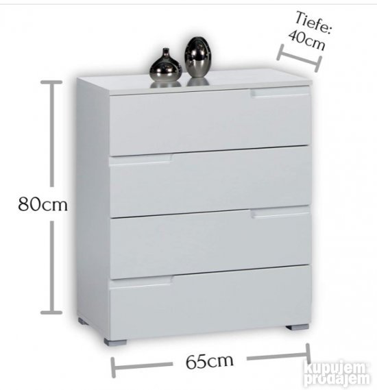 Komoda Visoki Sjaj 40x65x80cm Bela - Bega