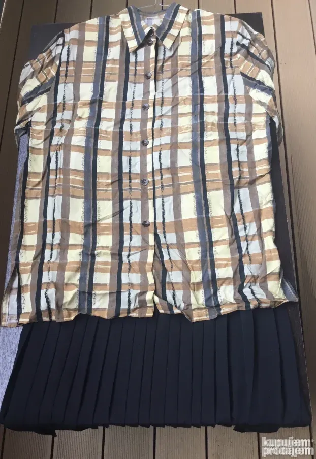 BLUZA karirana kratki rukav, nova, odlična, br.48