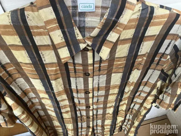 BLUZA karirana kratki rukav, nova, odlična, br.48