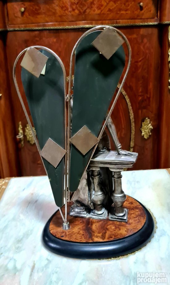 Vrhunska velika stara  srebrna dizajnerska figura sa ogledal