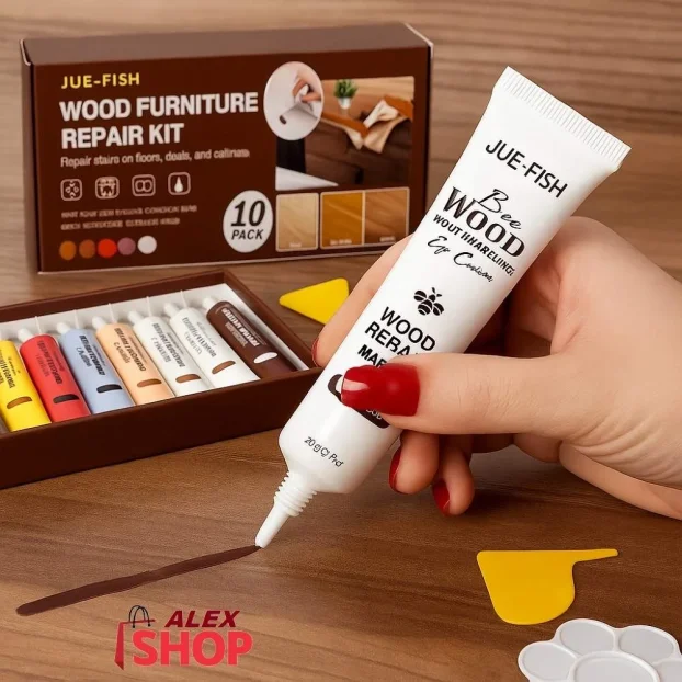 Popravka oštećenog nameštaja uz set za reparaciju drveta