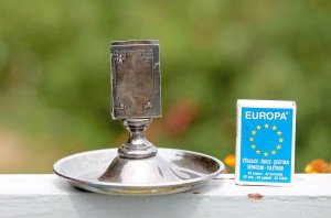 Extra rare Vintage POSREBRENA pepeljara držač kutije šibica