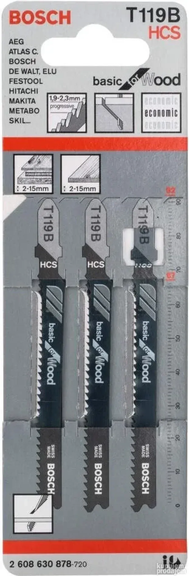 List za ubodnu testeru T 119 B Basic za drvo 3kom. BOSCH