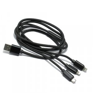 USB data kabal safe&quick charge 3in1 crni
