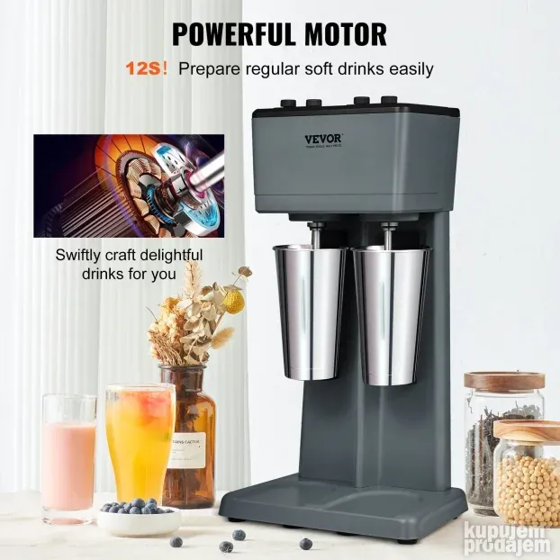VEVOR mašina za pravljenje milkšejkova sa dvostrukom glavom