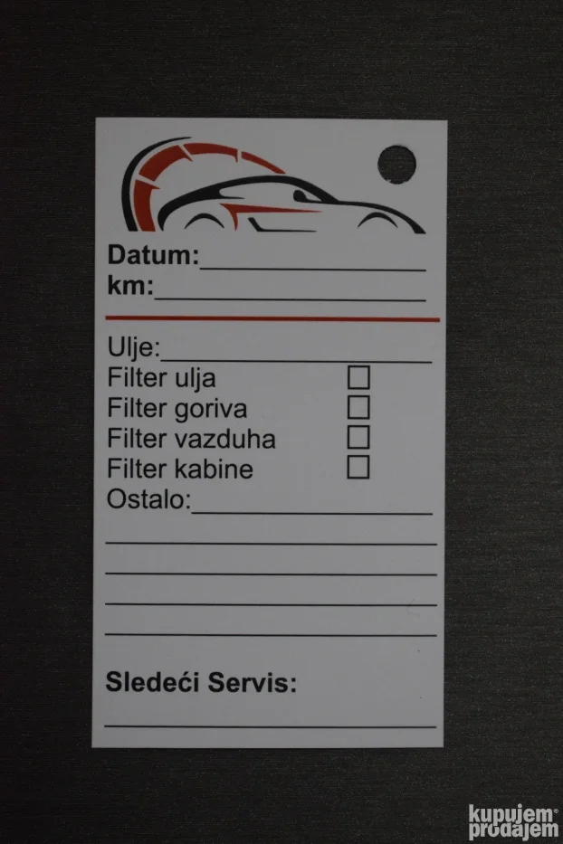 Kartice za Mali Servis Vozila 200 kom