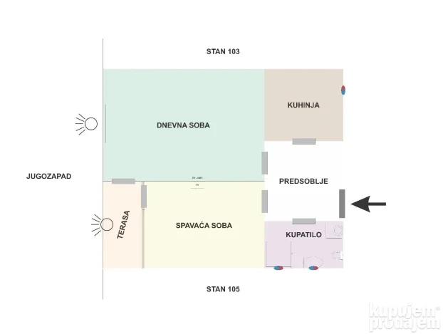 Crna Gora, Budva, dvosoban, 47.5 m²