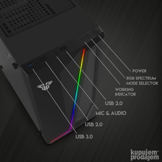 Kućiste Gaming Fantech CG71 Midi crno