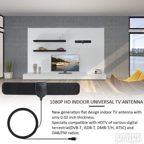 Slim TV Antena DVBT-2 za prijem DIGITALNIH kanala fullHD