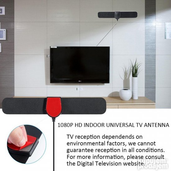 Slim TV Antena DVBT-2 za prijem DIGITALNIH kanala fullHD