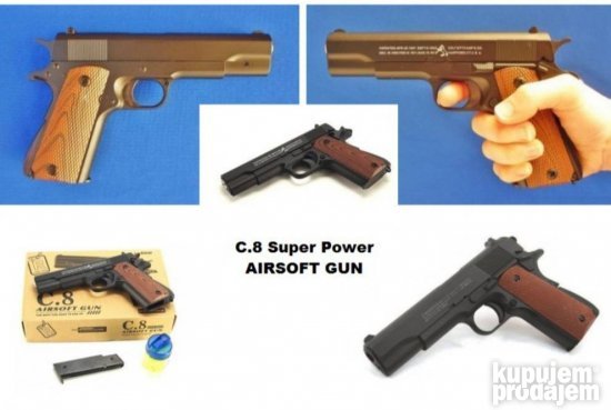 Pistolj metalni Colt na kuglice-Airsoft C8 C.8-NOVO-Metalni