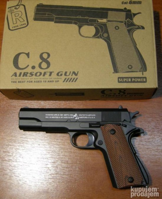 Pistolj metalni Colt na kuglice-Airsoft C8 C.8-NOVO-Metalni