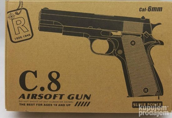 Pistolj metalni Colt na kuglice-Airsoft C8 C.8-NOVO-Metalni