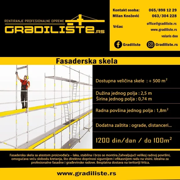 Izdajem profesionalnu fasadersku skelu