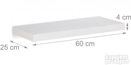 Polica Zidna 25x60x4cm do 12kg Bela Relaxdays