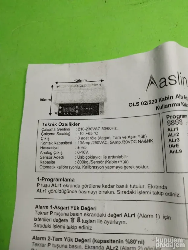 Asline OLS 02-220 Za detekciju opterecenja tereta Lifta!