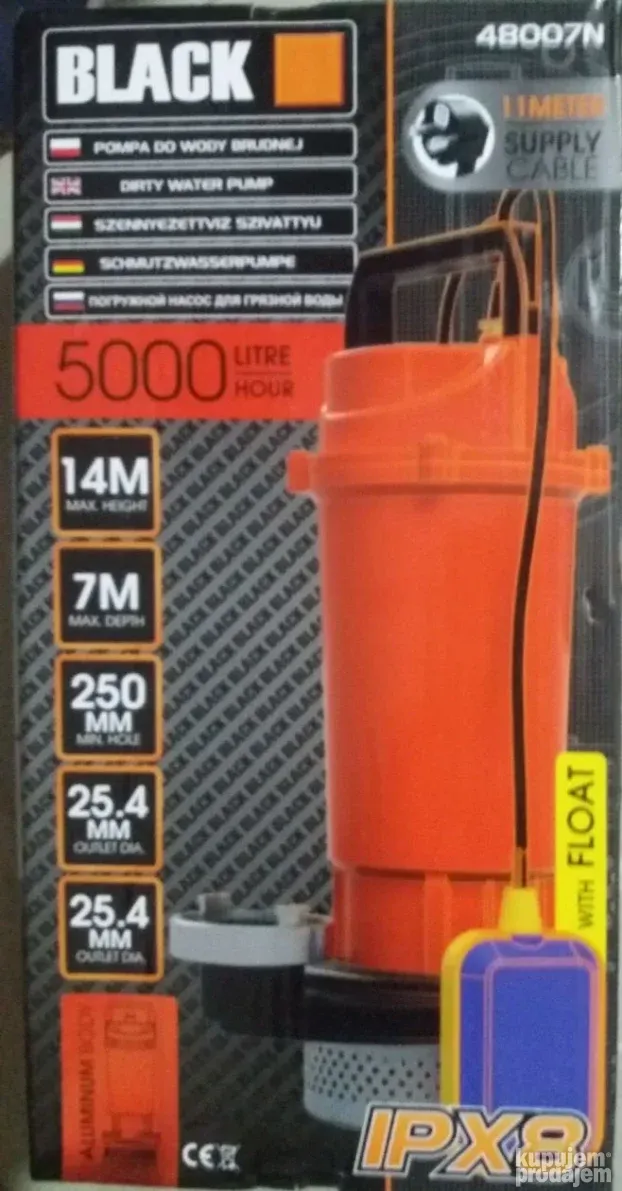 48007N Pumpa za prljavu vodu BLACK 2000W sa plovkomna lageru