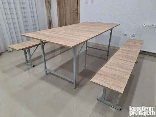 Sto i klupe na rasklapanje 200x90 METALNA KONSTRUKCIJA!
