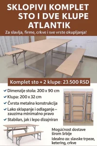Sto i klupe na rasklapanje 200x90 METALNA KONSTRUKCIJA!