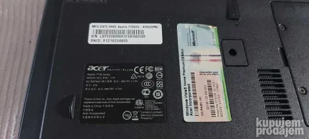 Acer Aspire 7730ZG 320GB/4GB/17'/grafika 512MB/baterija 2h
