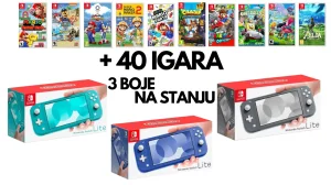 Nintendo Switch Lite konzole SIVA + 40 igara NOVO/Garancija
