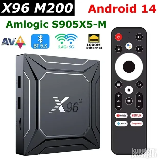 X96 M200 4GB/64G S905X5M WiFi 2.4/5GHz Android 14 KODI