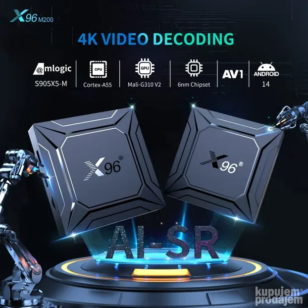 X96 M200 4GB/64G S905X5M WiFi 2.4/5GHz Android 14 KODI