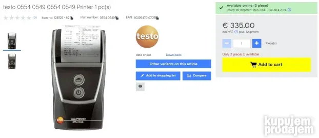 Testo sonde / printer za analizator gasova 2022