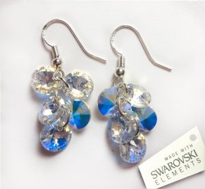 SWAROVSKI SREBRNE mindjuše grozd AB