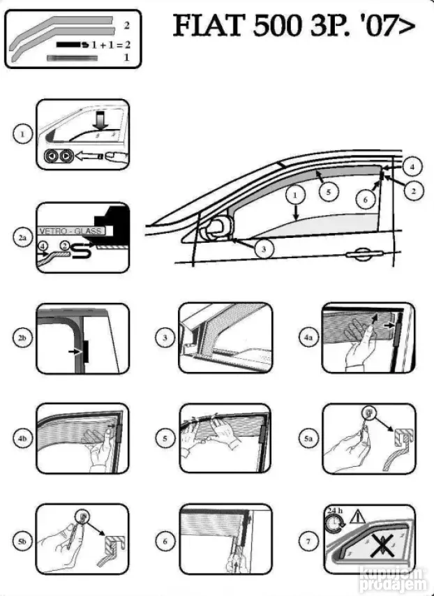 Vetrobrani Deflektori Usmerivaci Vazduha, Fiat 500 2007-2016